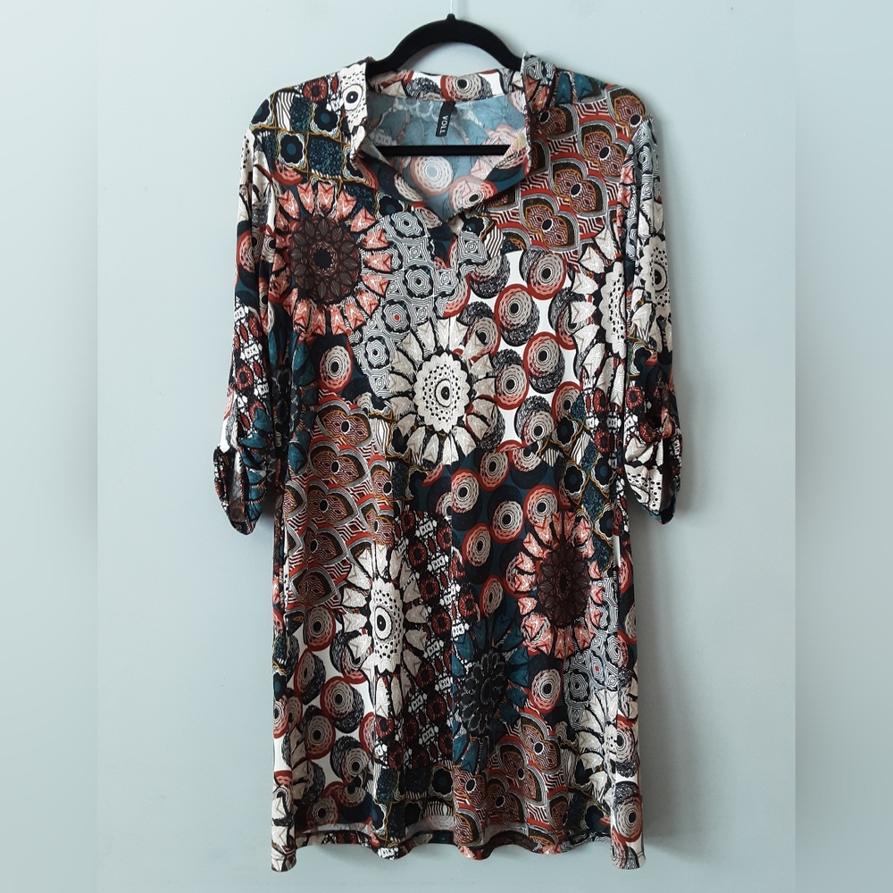 Voll Multi-colored Patterned 3/4 Sleeve Tunic